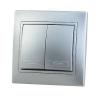 - Выключатель 2-кл. СП Мира 10А IP20 со вставкой сер. метал. LEZARD 701-1010-101