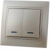  - Выключатель 2-кл. СП Мира 10А IP20 с подсветкой со вставкой жемчуж./бел. перламутр. LEZARD 701-3030-112