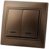  - Выключатель 2-кл. СП Мира 10А IP20 с подсветкой со вставкой свет. корич. перламутр. LEZARD 701-3131-112